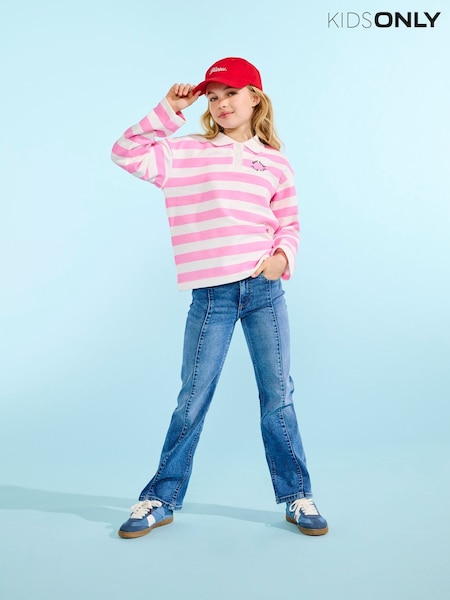 ONLY KIDS Purple Long Sleeve Striped Polo Shirt (G95128) | ‏175 د.إ.‏