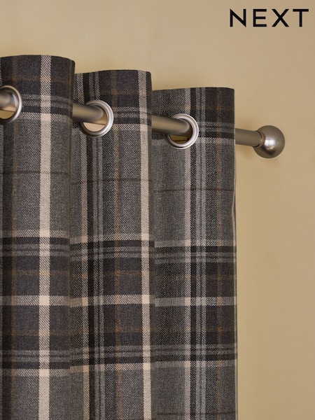 Brushed Check Eyelet Curtains