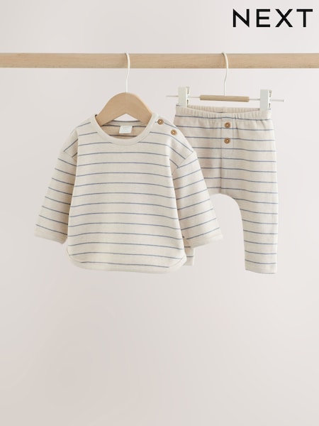 Blue/Cream Stripe - Top And Leggings Baby Set (0mths-2yrs)