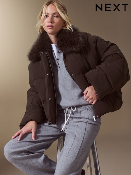 Chocolate Brown - Cropped Batwing Sleeve Jacket