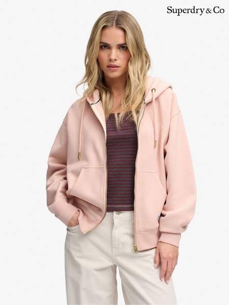 Pink - Superdry Luxe Casual Zip Hoodie