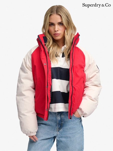 Rojo - Chaqueta acolchada de algodón Superdry