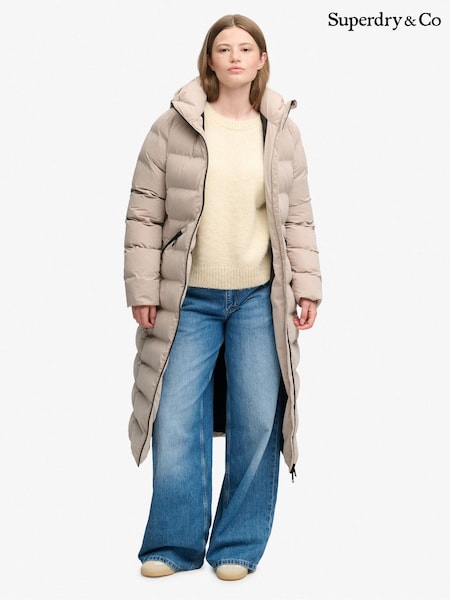 Ruskea - Superdry City Longline -mikrokuitutakki