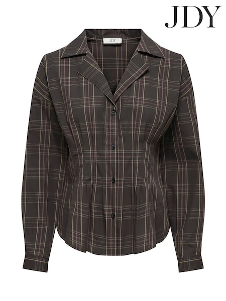 JDY Brown Check Fitted Shirt (G95619) | AED204