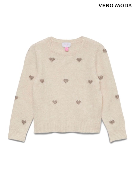 VERO MODA Cream Girl Round Neck Soft Touch Cosy Knitted Jumper (G95620) | AED151