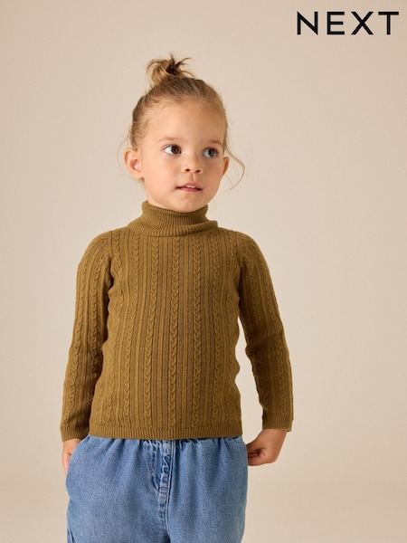 Olive Green - Roll Neck Jumper (3mths-10yrs)