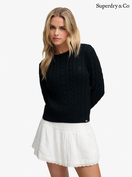Navy Blue - Superdry Essentials Cable Jumper