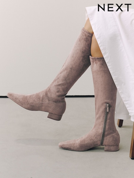 Taupe Brown - Forever Comfort® Chisel Toe Knee High Boots
