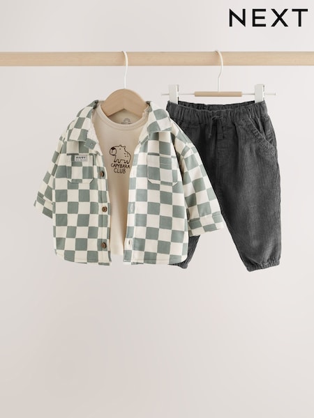 Grønt sjakkbrett - Shacket, Top And Trouser Baby 3 Piece Set (0mths-2yrs)