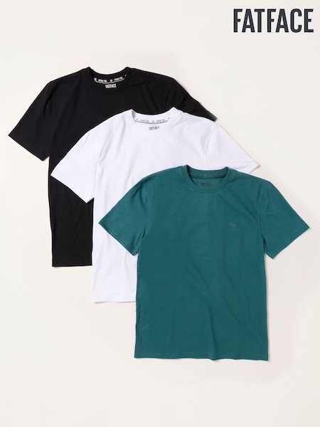 Navy / White / Teal - Regular Fatface Short Sleeve T-shirts