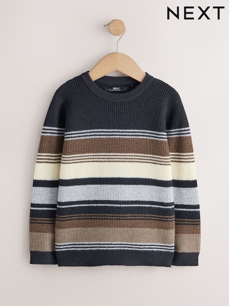 Monochrome - Stripe Knitted Crew Neck Jumper (3-16yrs)