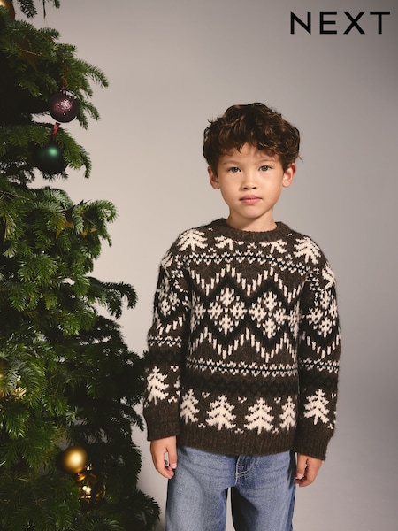 Marrón chocolate - Suéter navideño (3 meses - 16 años)