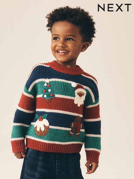 Multi - Christmas Knitted Crew Neck Cardigan (3mths-10yrs)