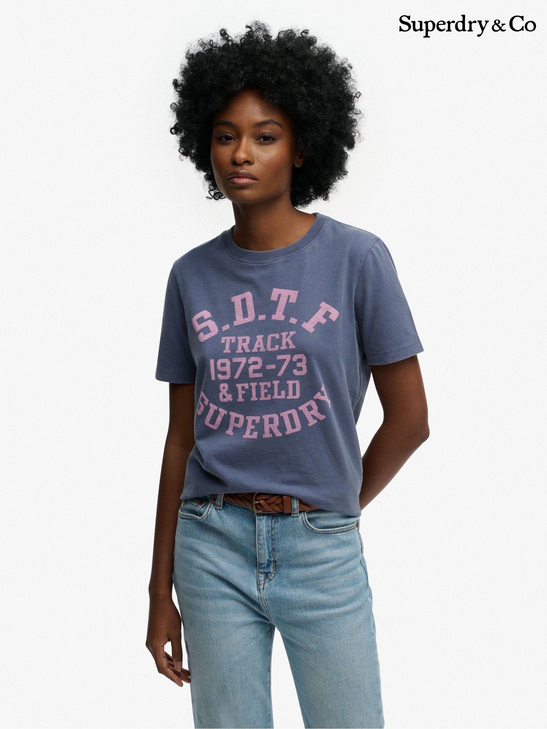 トップス Marble Print Jersey Crew Neck Top - blue Women's T-Shirts Blue Print Crew Neck Tops | Next Oman