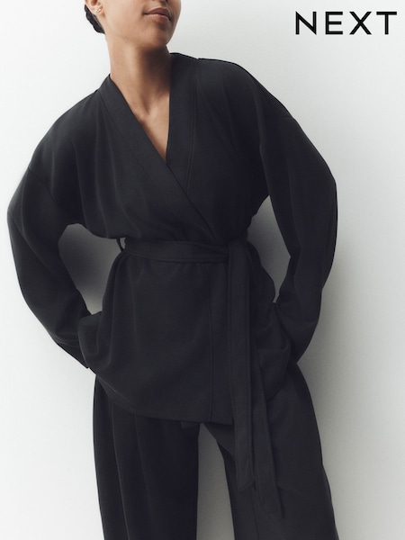 Black - Studio Tie Waist Cardigan