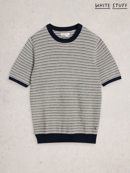 White Stuff Blue Bibury Knitted T-Shrit (G96826) | SGD 98