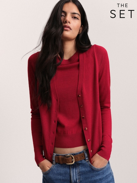 Red/Light Grey - The Set 2 Pack Mock Layer Cardigans