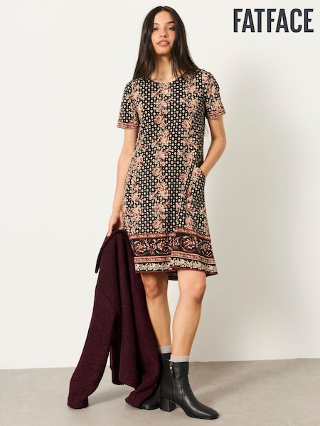 Black - Fatface Floral Jersey Dress