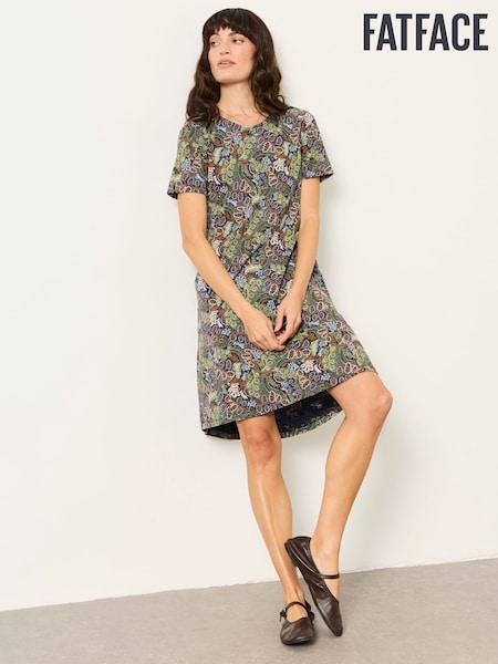 Navy Decorative Floral - Fatface Floral Jersey Dress