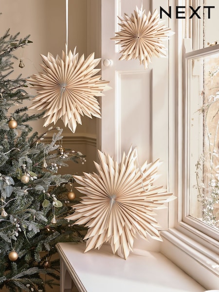 Set Of 3 Starburst Paper Hanging Decorations