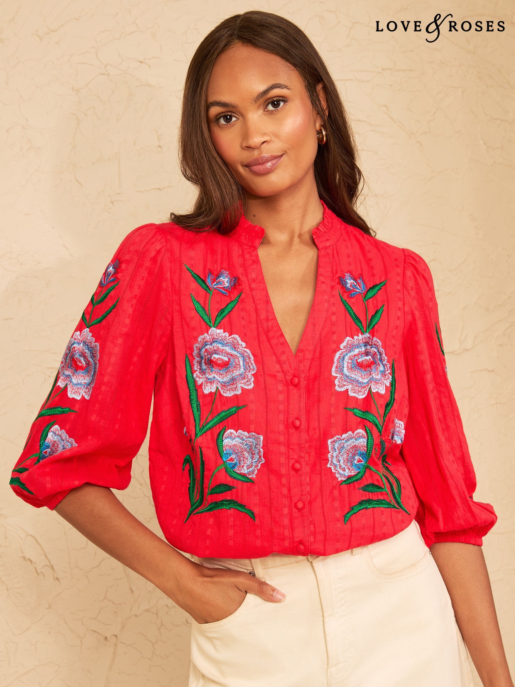 Buy Women's Tops Love & Roses Red Floral Online | Next Oman