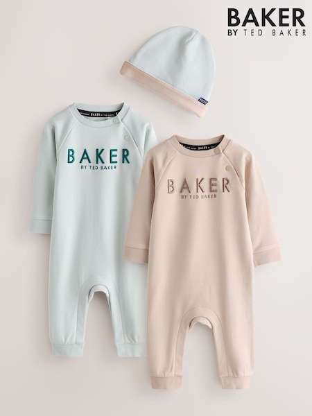 Green/Ecru - Baker By Ted Baker Romper And Hat 3 Piece Set