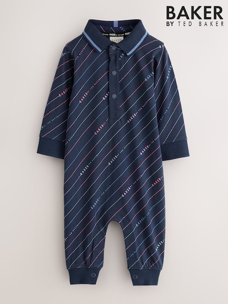 Navy - Baker By Ted Baker Navy All Over Print Polo Romper