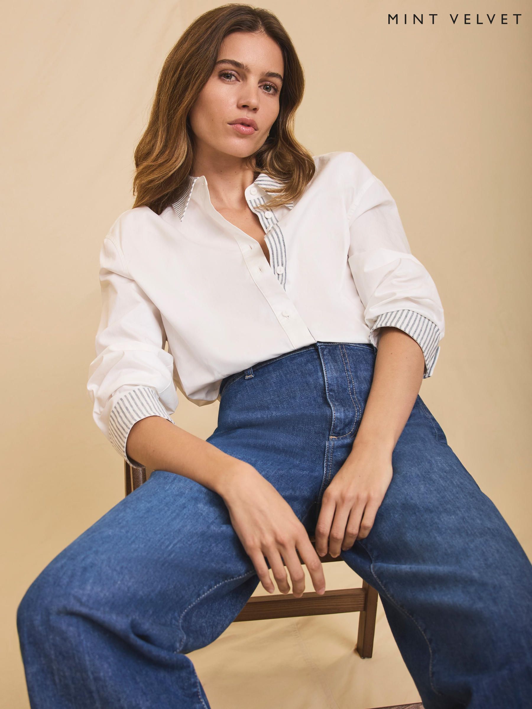 Women's Shirts Mint Velvet White Cotton Tops | Next Oman