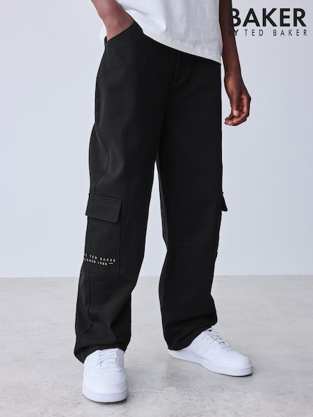 Black - Baker By Ted Baker Straight Leg Cargo Trousers
