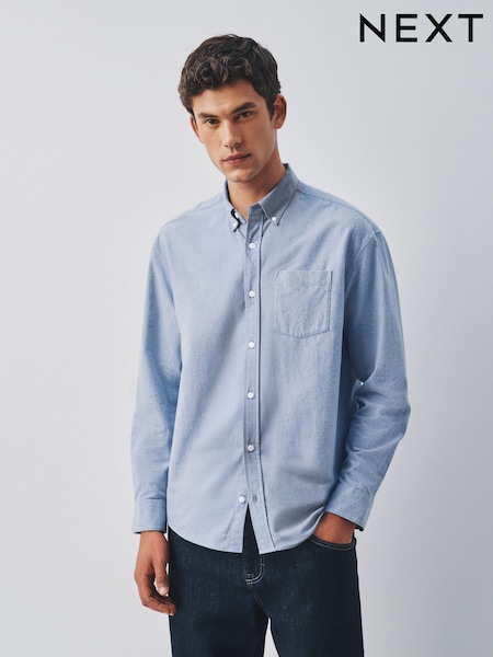 Light Blue - Regular Brushed Oxford Long Sleeve Shirt
