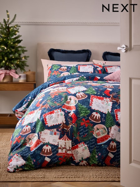 Christmas Postcard Duvet Cover And Pillowcase Set