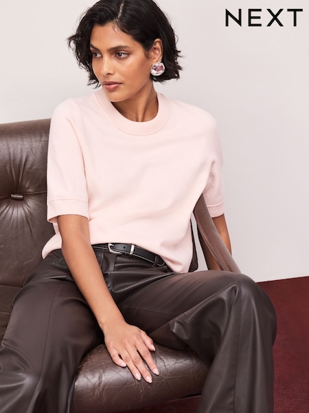 Светло-розовая - Supersoft Short Sleeve Knitted T-shirt