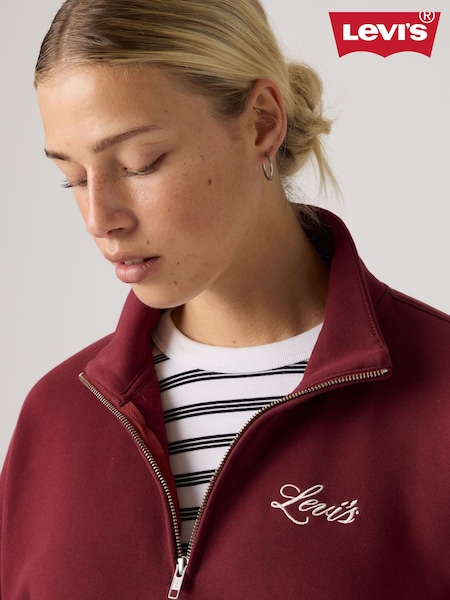 Red - Levi's® Relaxed Graphic 1/4 Zip Sweatshirt