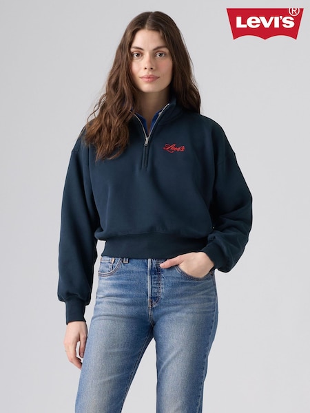 Modrá - ® Volná mikina Levi's s grafikou a 1/4 zipem
