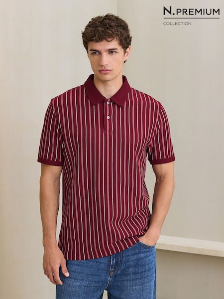 Rouge bordeaux - Regular N. Premium Vertical Stripe Supima Regular Fit Polo Shirt