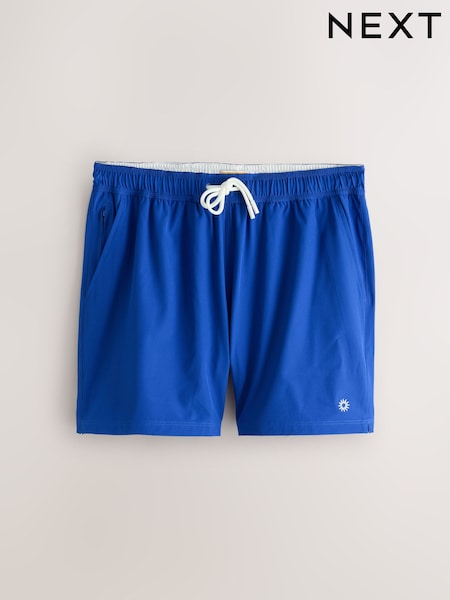 Bleu - Regular Motion-flex Swim Shorts With Trunk Lining