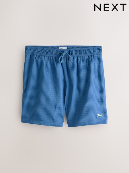 Blue - Regular Waffle Textured Penant Swim Shorts