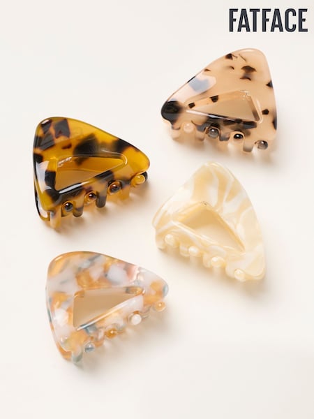 Tortoiseshell Brown - Fatface 4pk Mini Claw Clips