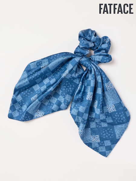 Blue - Fatface Patchwork Tie Scrunchie