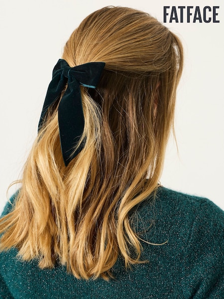 Navy - Fatface Velvet Hair Bow