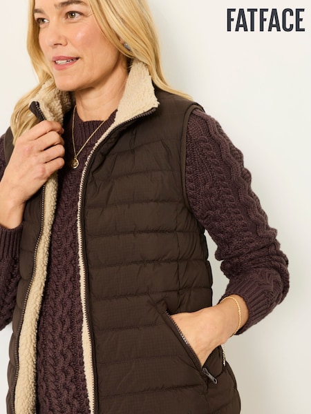Chocolate Brown - Fatface Padded Borg Fleece Gilet