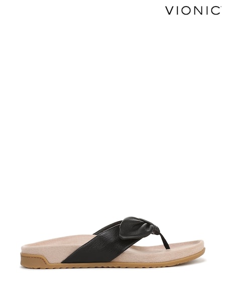 Negru - Vionic Wide Fit Arch Support Toe Post Sandals (G97954) | 894 LEI