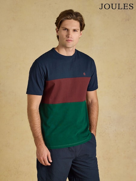 Groen en marineblauw - Regular Joules Rugby Club Crew Neck Cotton T-shirt