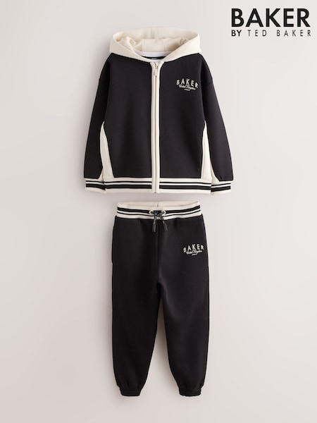 Black - Baker By Ted Baker 3 Piece Varsity Hoodie T-shirt And Joggers Set