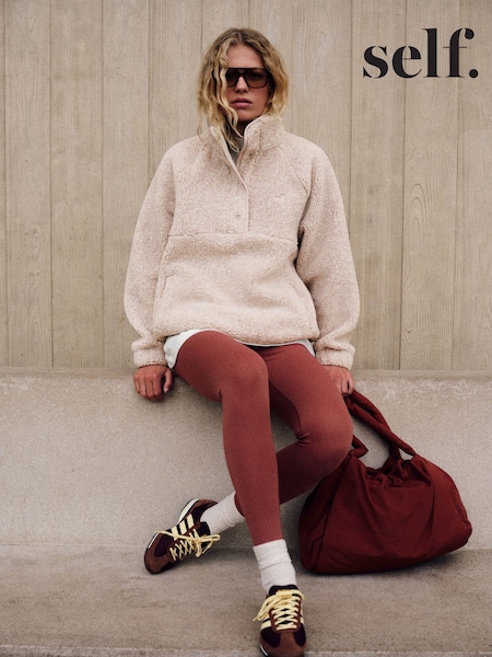Oatmeal - Self. Borg Popper Neck Jumper