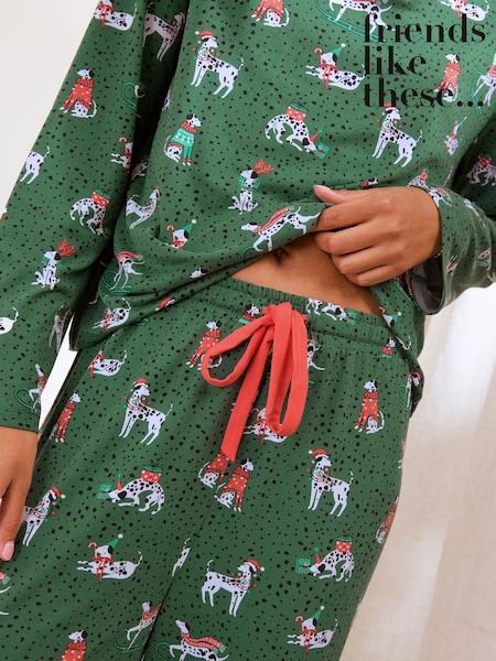 Green Dotty Dalmation - Friends Like These Long Sleeve Pyjamas