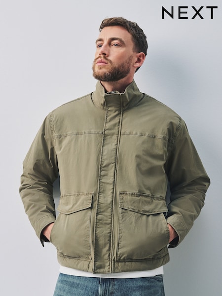 Sage Green - Regular Cotton Borg Lined Shacket