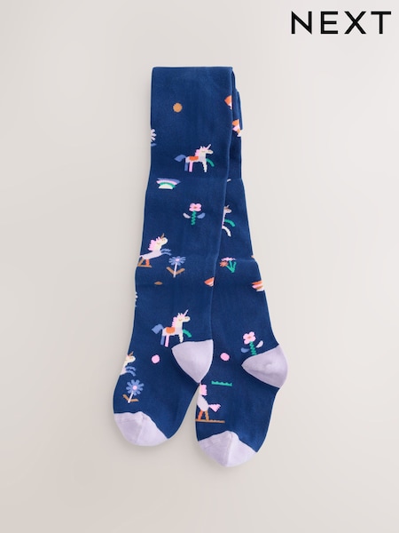 Bleu marine - Collants licorne riches en coton