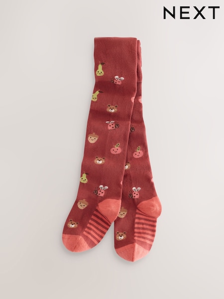 Burgundy Red - Cotton Rich Autumn Character Tights 1 Pack