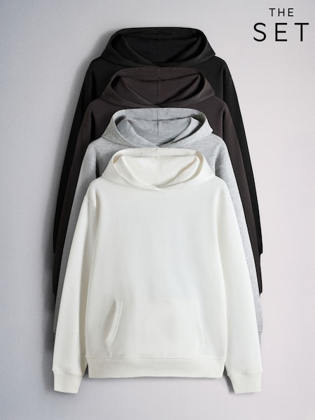 Black - Regular The Set 4 Pack Brushed Hoodies